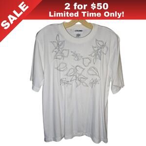 [Sale: 2 for $50!] Alfred Dunner Embroidered Pearl Leaf Design Top Size XL 0325